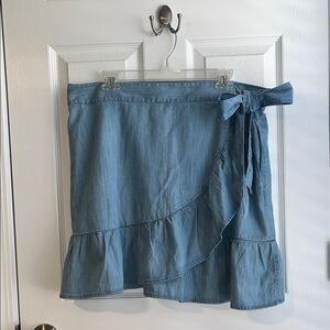Vintage GAP Asymmetrical Denim Skirt Chambray Ruffle Size XL